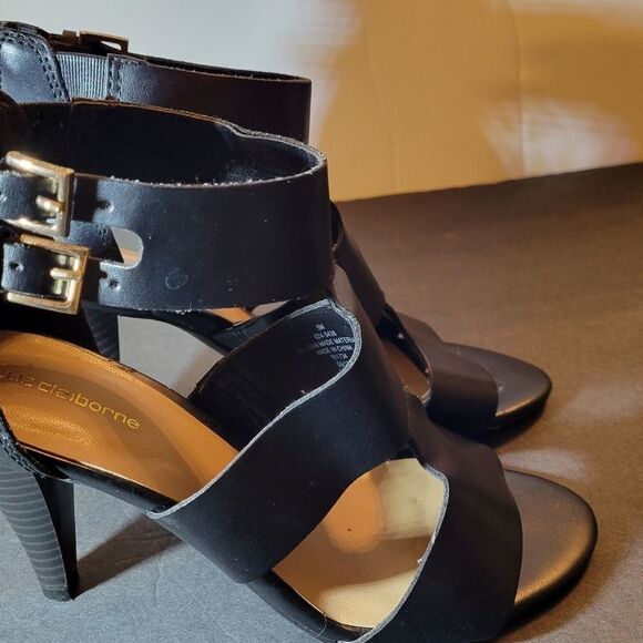 WOMEN"S BLACK OPEN TOE WITH BACK ZIPPER SANDAL - Picture 6 of 15